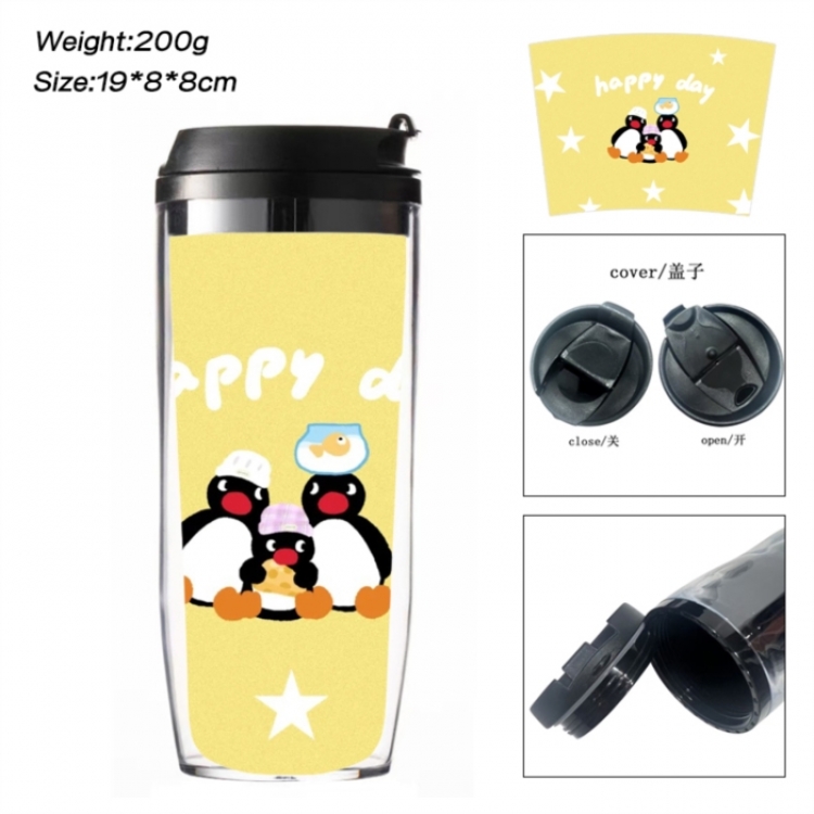 Pingu Anime double-layer insulated water bottle and cup 350ML