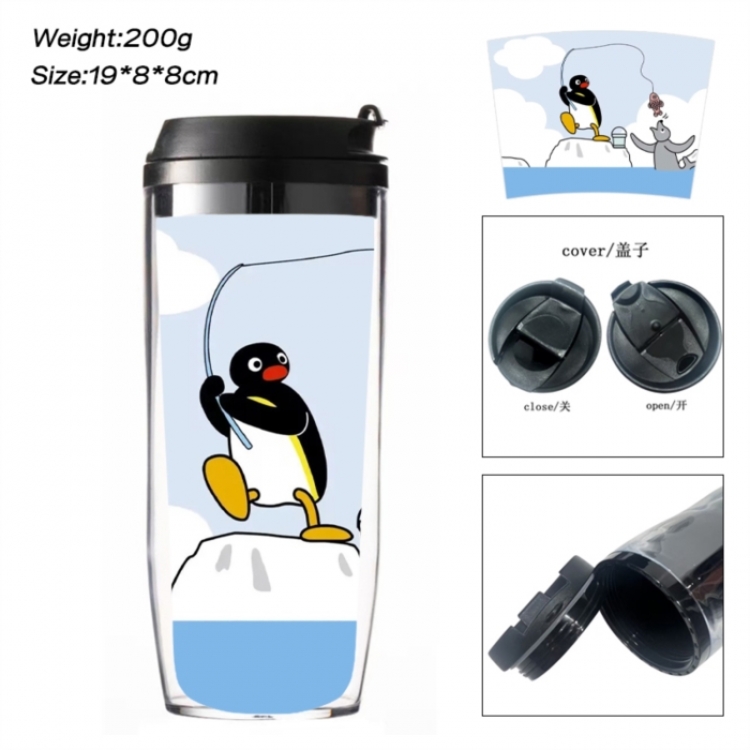 Pingu Anime double-layer insulated water bottle and cup 350ML