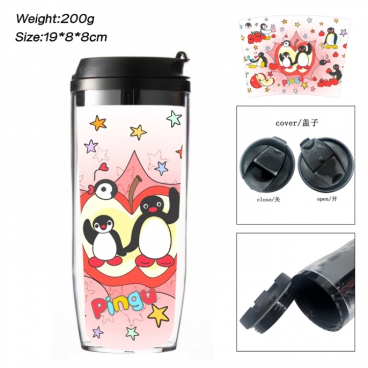 Pingu Anime double-layer insulated water bottle and cup 350ML
