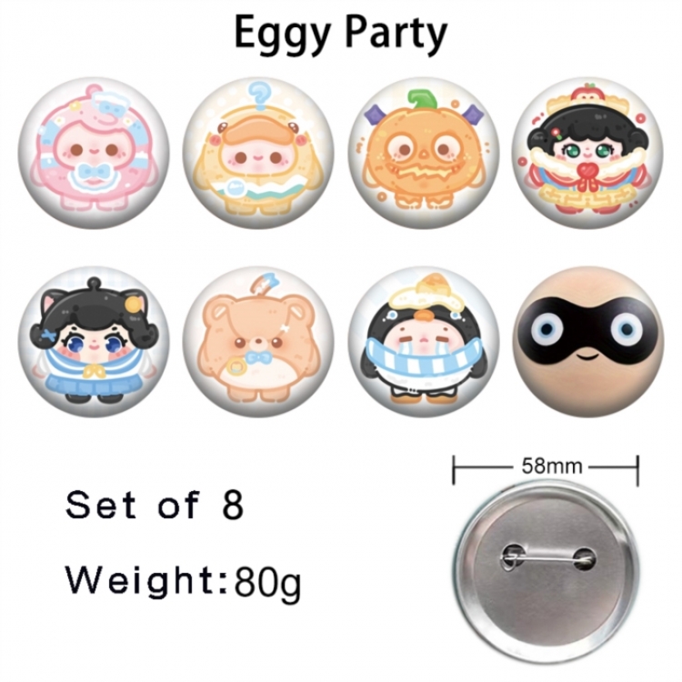 Eggy Party Anime tinplate brooch badge a set of 8