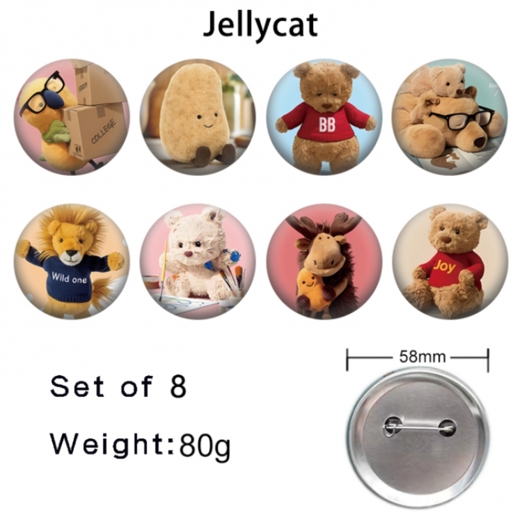 Jellycat Anime tinplate brooch badge a set of 8