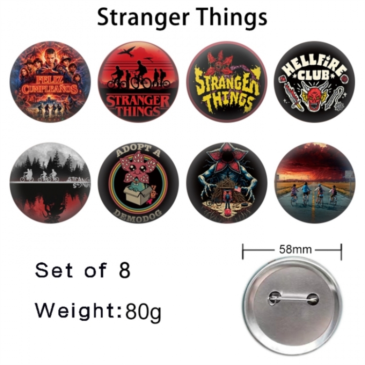 Stranger Things Anime tinplate brooch badge a set of 8