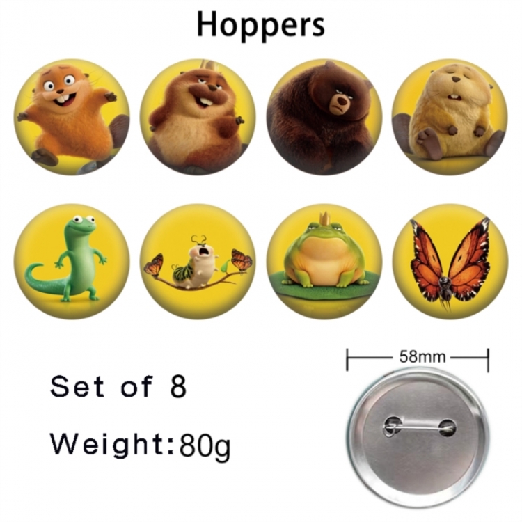 Hoppers Foldable Anime tinplate brooch badge a set of 8