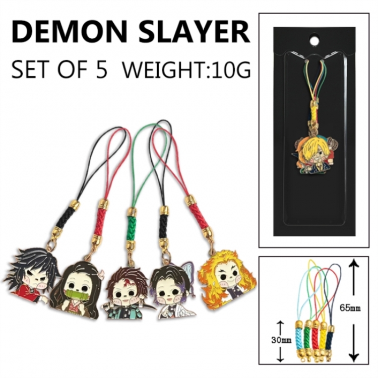 Demon Slayer Kimets Anime peripheral color drip alloy pendant set a set of 5