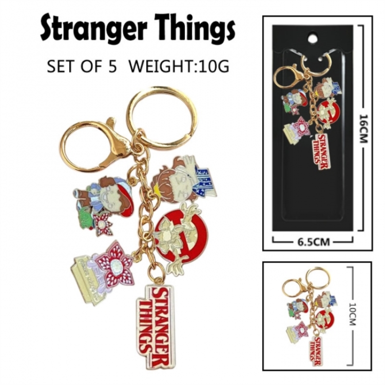 Stranger Things Anime peripheral colorful drip oil alloy machine rope chain burning keychain