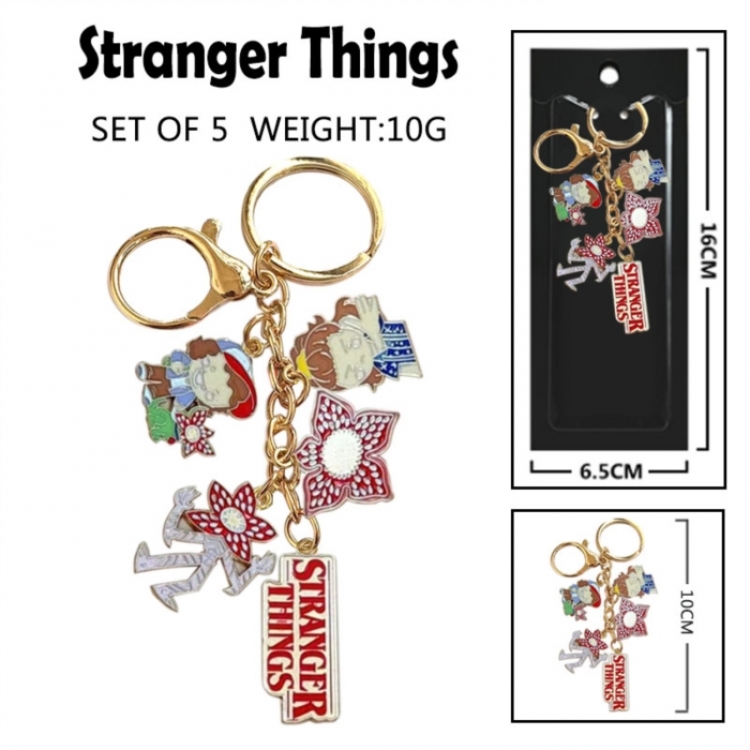 Stranger Things Anime peripheral colorful drip oil alloy machine rope chain burning keychain
