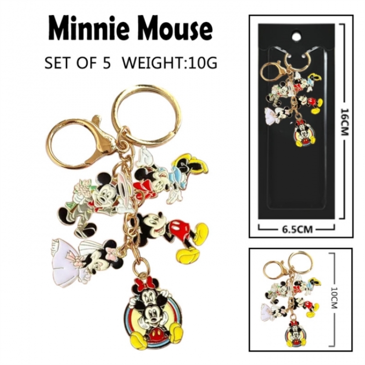 Mickey Anime peripheral colorful drip oil alloy machine rope chain burning keychain