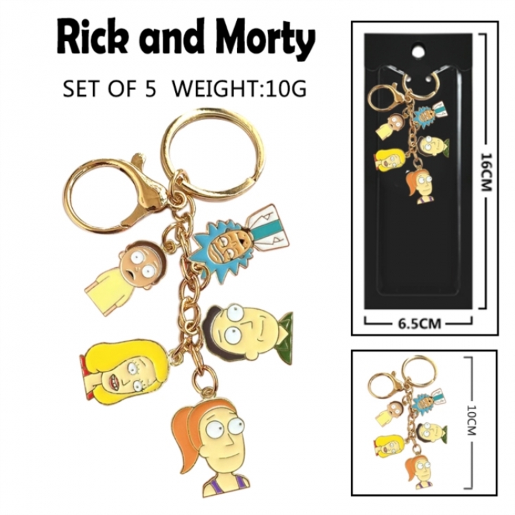 Rick and Morty Anime peripheral colorful drip oil alloy machine rope chain burning keychain