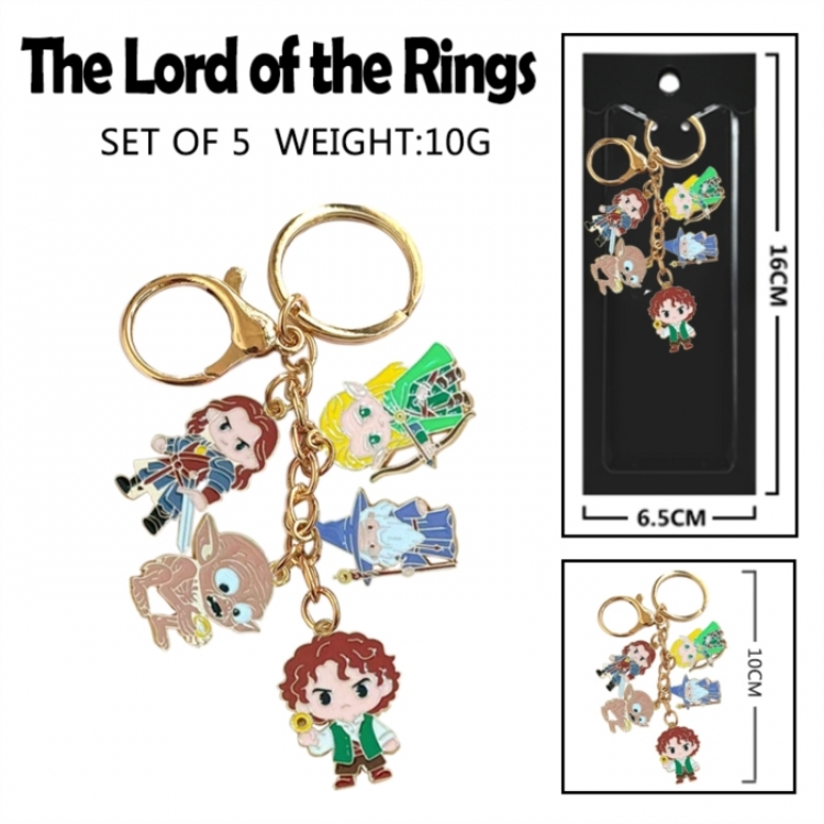 The Lord of the Rings Anime peripheral colorful drip oil alloy machine rope chain burning keychain