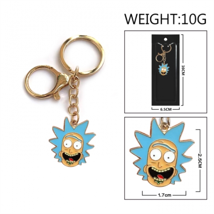 Rick and Morty Anime peripheral colorful drip oil alloy keychain pendant price for 5 pcs