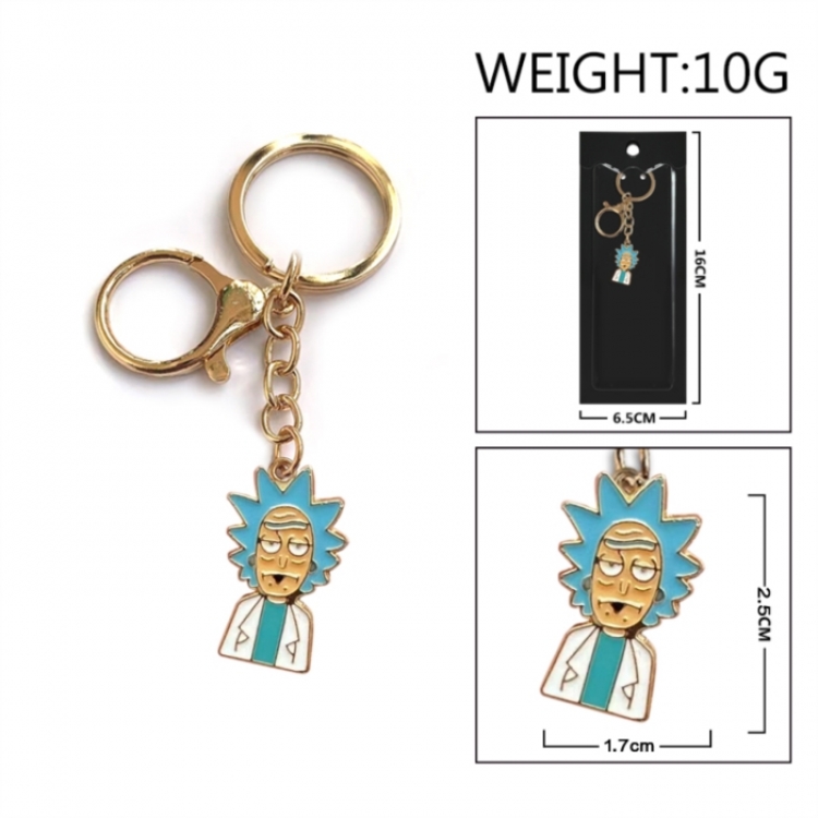 Rick and Morty Anime peripheral colorful drip oil alloy keychain pendant price for 5 pcs