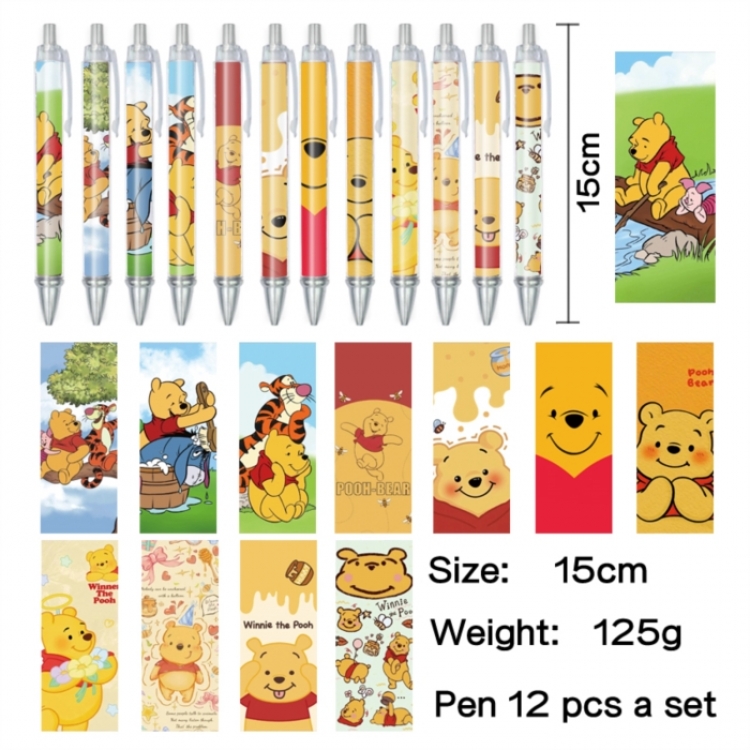 Winnie Anime peripheral student color picture ballpoint pen neutral pen 15cm a set of 12
