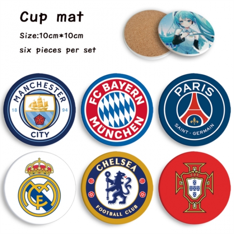 Football Anime ceramic water absorbing and heat-insulating coaster 10x10cm a set of 6
