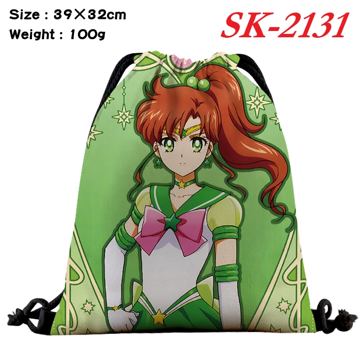 sailormoon cartoon Waterproof Nylon Full Color Drawstring Pocket 39x32cm 