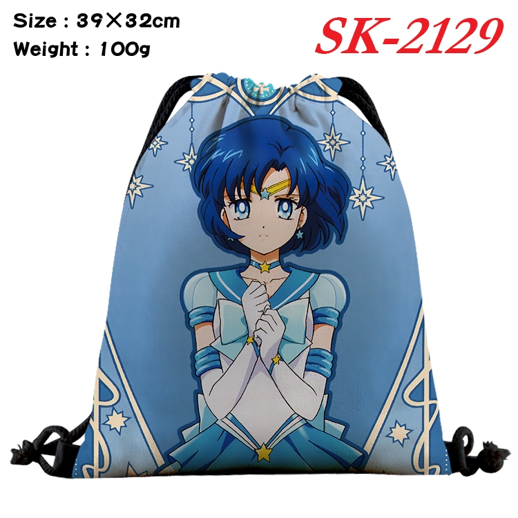 sailormoon cartoon Waterproof Nylon Full Color Drawstring Pocket 39x32cm 