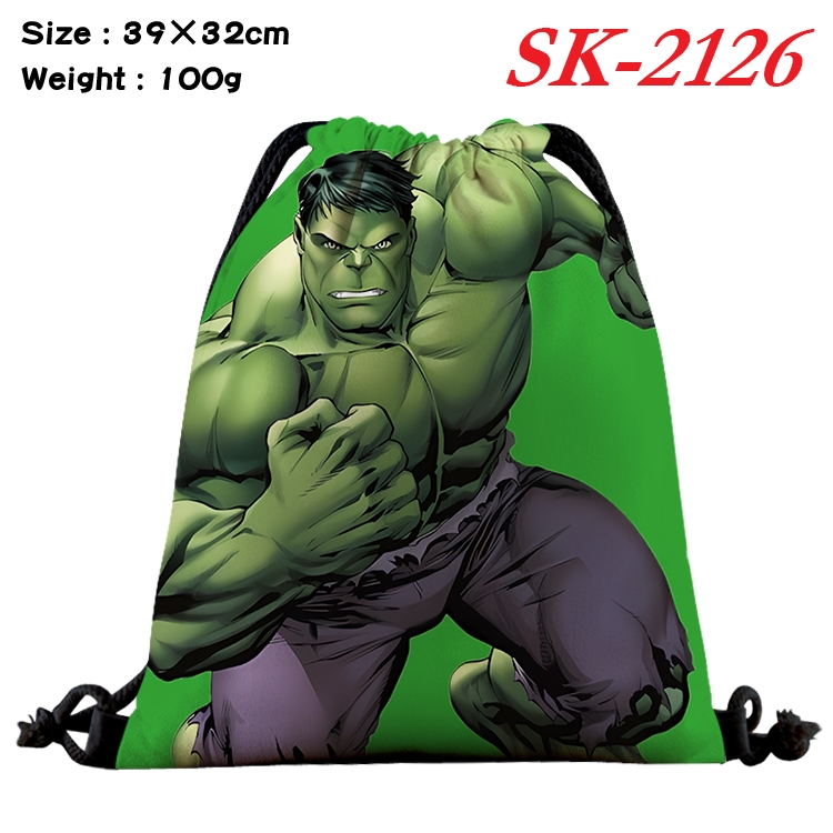Marvel cartoon Waterproof Nylon Full Color Drawstring Pocket 39x32cm