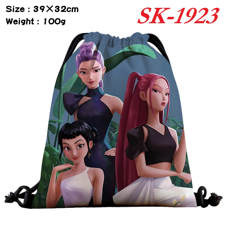K-Pop:Demon Hunters cartoon Waterproof Nylon Full Color Drawstring Pocket 39x32cm 