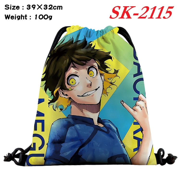 BLUE LOCK cartoon Waterproof Nylon Full Color Drawstring Pocket 39x32cm