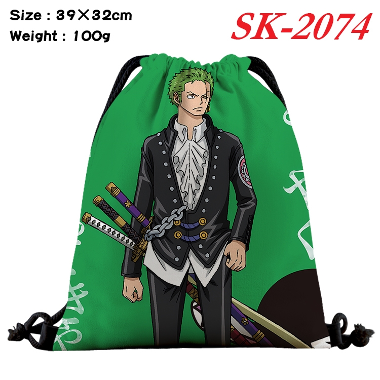 One Piece cartoon Waterproof Nylon Full Color Drawstring Pocket 39x32cm 