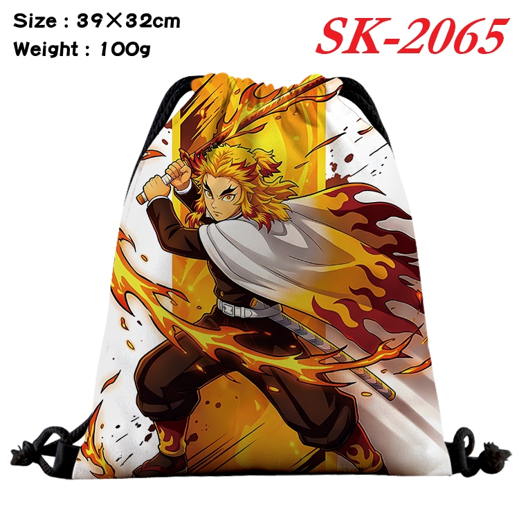 Demon Slayer Kimets cartoon Waterproof Nylon Full Color Drawstring Pocket 39x32cm 