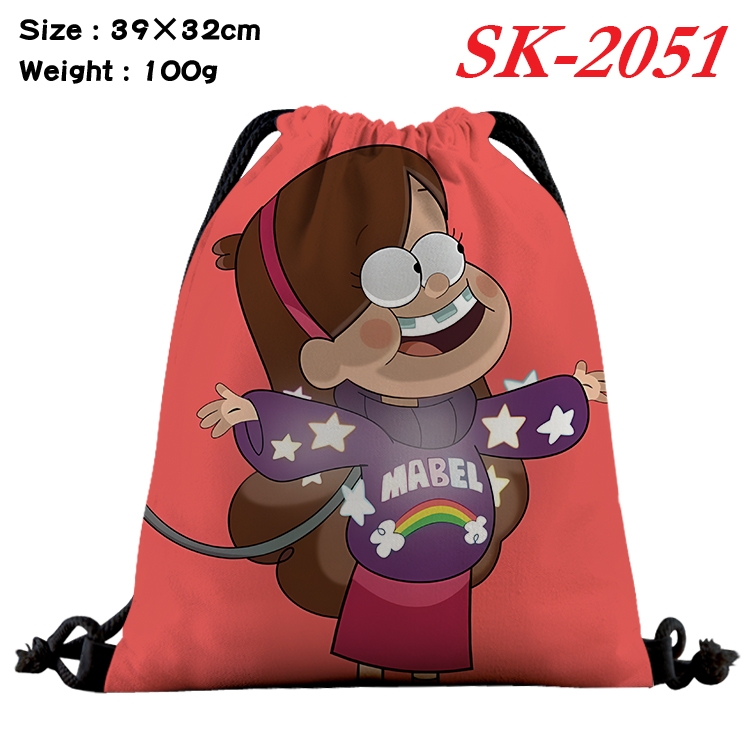 Gravity Falls cartoon Waterproof Nylon Full Color Drawstring Pocket 39x32cm 