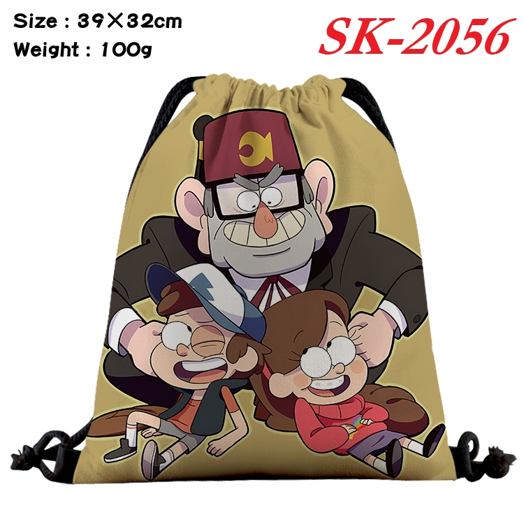 Gravity Falls cartoon Waterproof Nylon Full Color Drawstring Pocket 39x32cm 