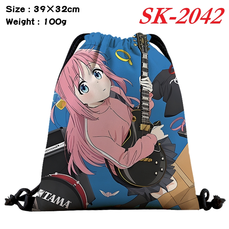 BOCCHI THE ROCK! cartoon Waterproof Nylon Full Color Drawstring Pocket 39x32cm 