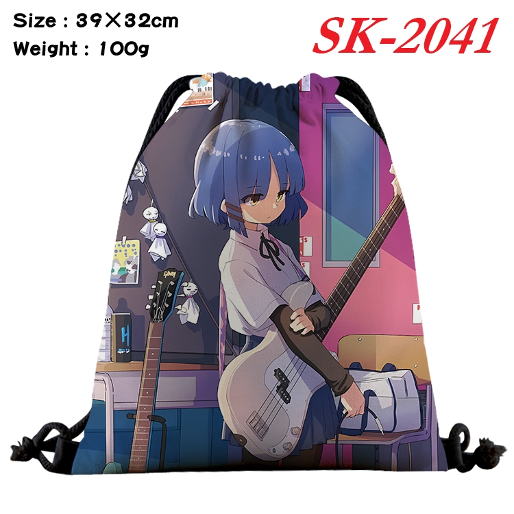 BOCCHI THE ROCK! cartoon Waterproof Nylon Full Color Drawstring Pocket 39x32cm 
