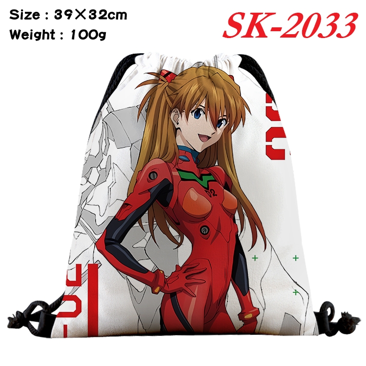 EVA cartoon Waterproof Nylon Full Color Drawstring Pocket 39x32cm 