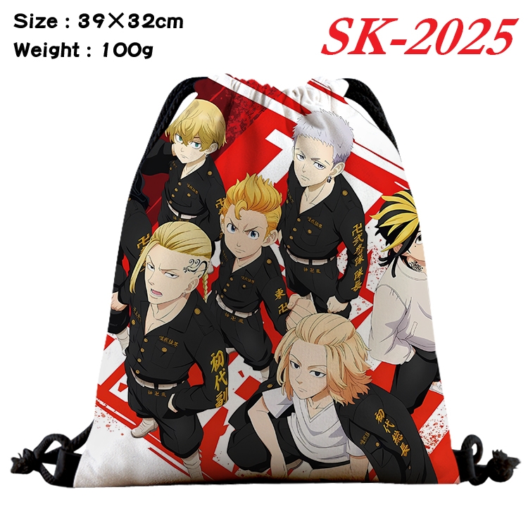 Tokyo Revengers cartoon Waterproof Nylon Full Color Drawstring Pocket 39x32cm 