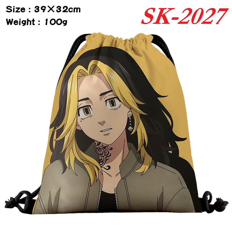 Tokyo Revengers cartoon Waterproof Nylon Full Color Drawstring Pocket 39x32cm 