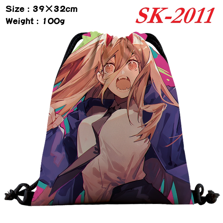 Chainsaw Man cartoon Waterproof Nylon Full Color Drawstring Pocket 39x32cm 