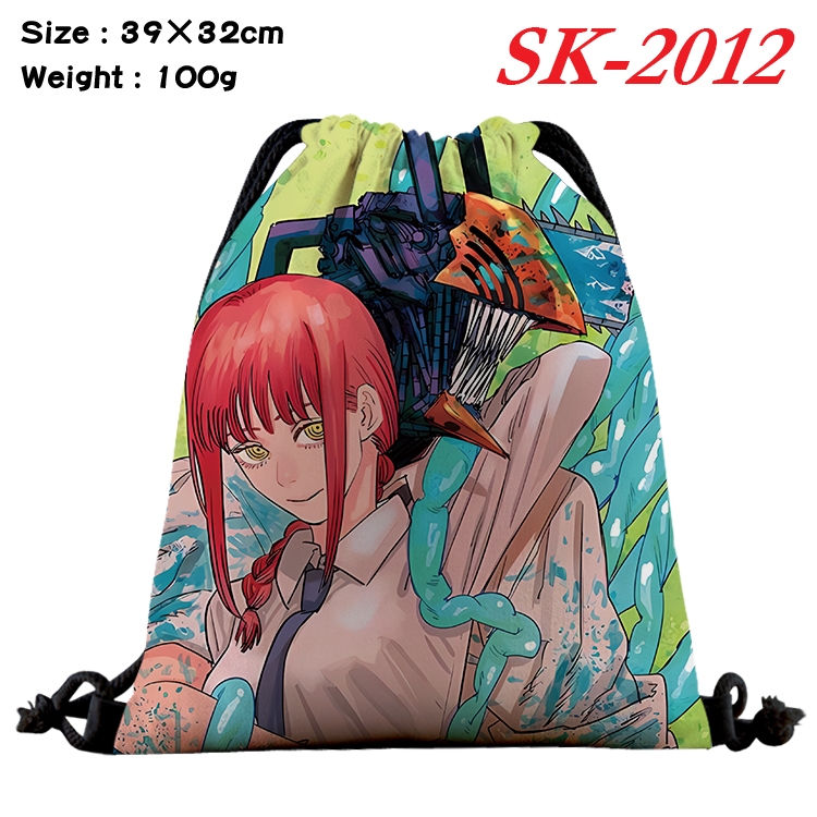Chainsaw Man cartoon Waterproof Nylon Full Color Drawstring Pocket 39x32cm 