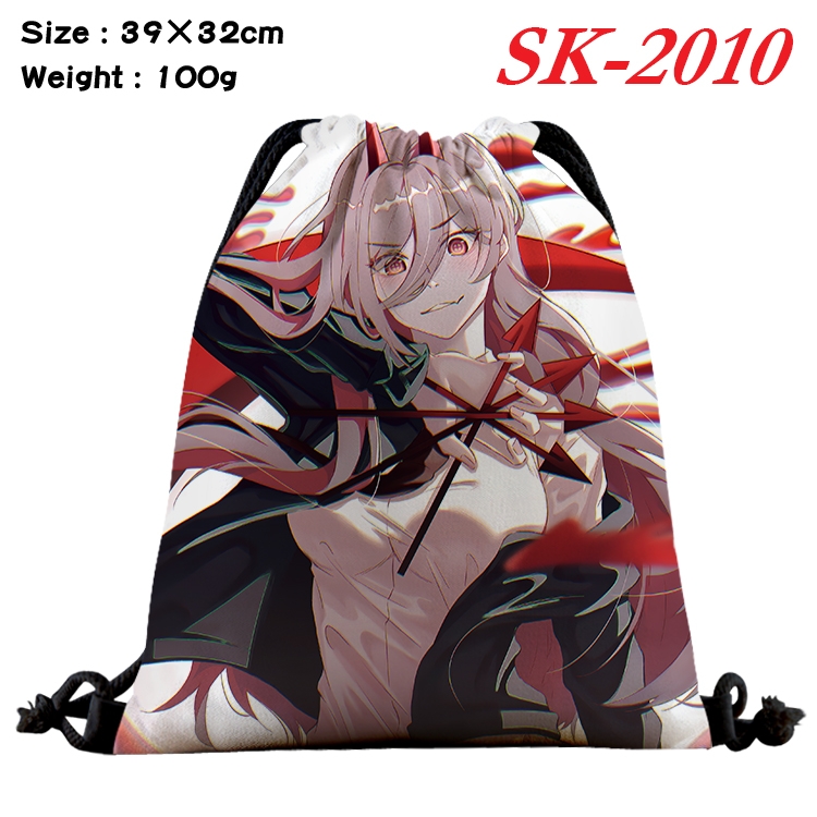 Chainsaw Man cartoon Waterproof Nylon Full Color Drawstring Pocket 39x32cm 