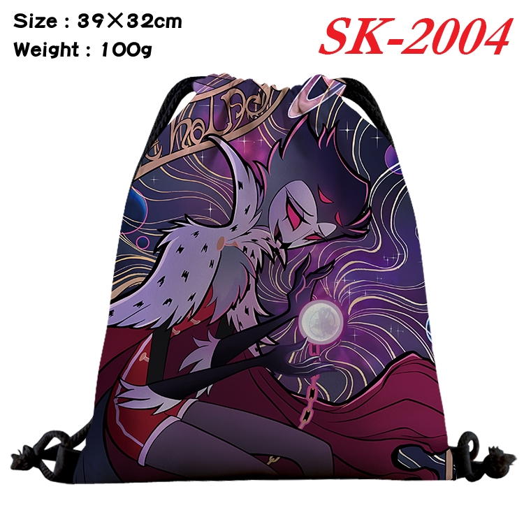 Hazbin Hotel cartoon Waterproof Nylon Full Color Drawstring Pocket 39x32cm