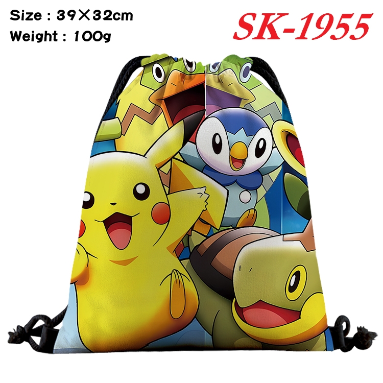 Pokemon cartoon Waterproof Nylon Full Color Drawstring Pocket 39x32cm 