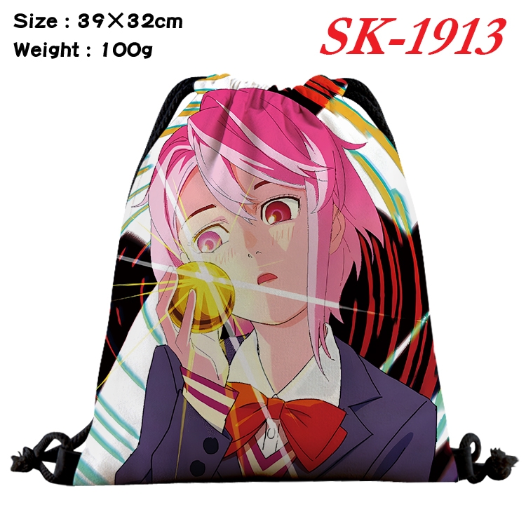 DANDADAN cartoon Waterproof Nylon Full Color Drawstring Pocket 39x32cm 