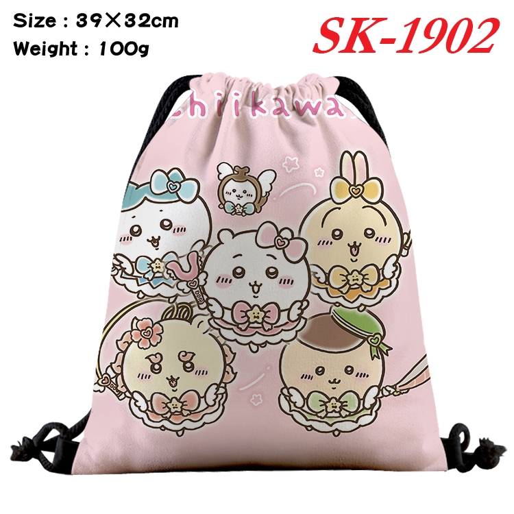 Chiikawa cartoon Waterproof Nylon Full Color Drawstring Pocket 39x32cm 