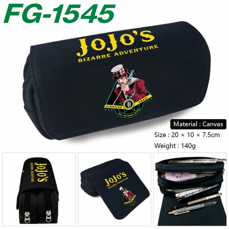 JoJos Bizarre Adventure Anime Multi-Function Double Zipper Canvas Cosmetic Bag Pen Case 20x10x7.5cm