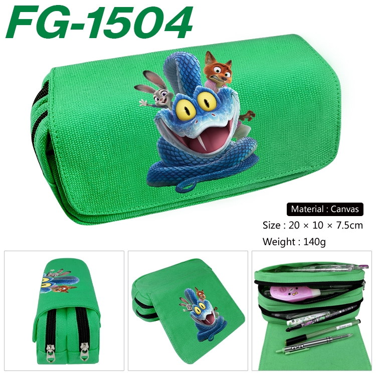 Zootopia Anime Multi-Function Double Zipper Canvas Cosmetic Bag Pen Case 20x10x7.5cm