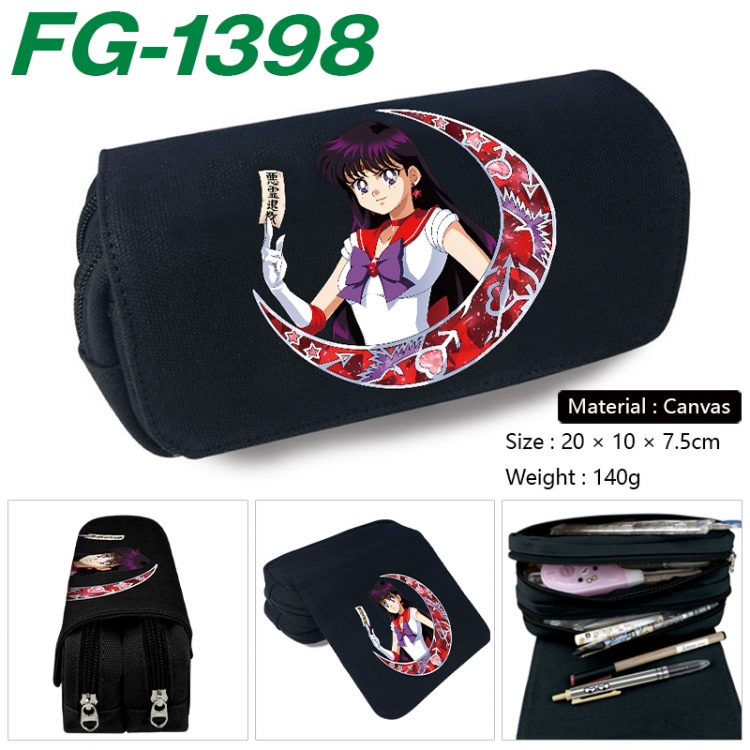 sailormoon Anime Multi-Function Double Zipper Canvas Cosmetic Bag Pen Case 20x10x7.5cm