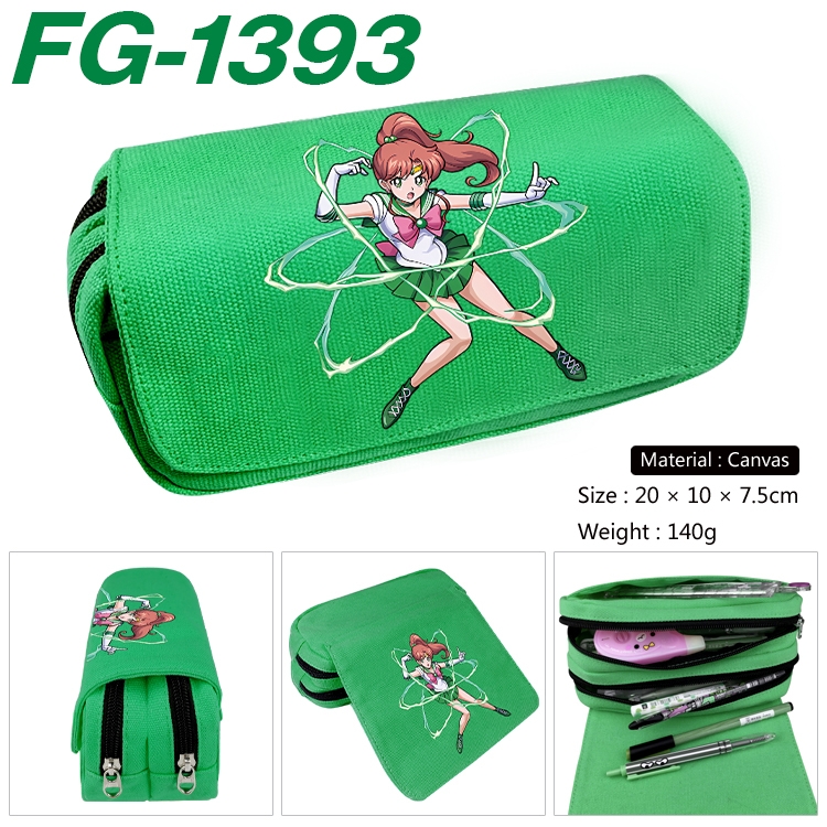 sailormoon Anime Multi-Function Double Zipper Canvas Cosmetic Bag Pen Case 20x10x7.5cm