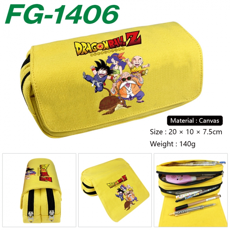 DRAGON BALL Anime Multi-Function Double Zipper Canvas Cosmetic Bag Pen Case 20x10x7.5cm