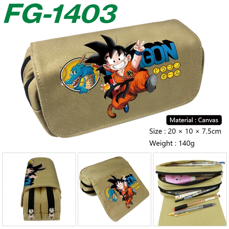 DRAGON BALL Anime Multi-Function Double Zipper Canvas Cosmetic Bag Pen Case 20x10x7.5cm