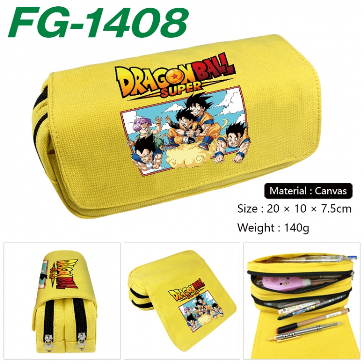 DRAGON BALL Anime Multi-Function Double Zipper Canvas Cosmetic Bag Pen Case 20x10x7.5cm