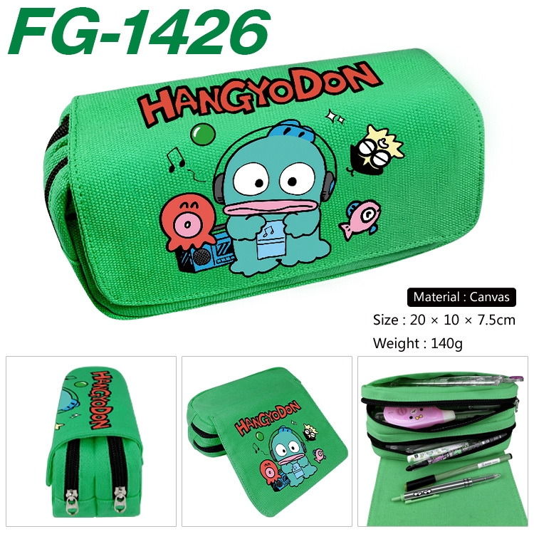 Sanrio Anime Multi-Function Double Zipper Canvas Cosmetic Bag Pen Case 20x10x7.5cm