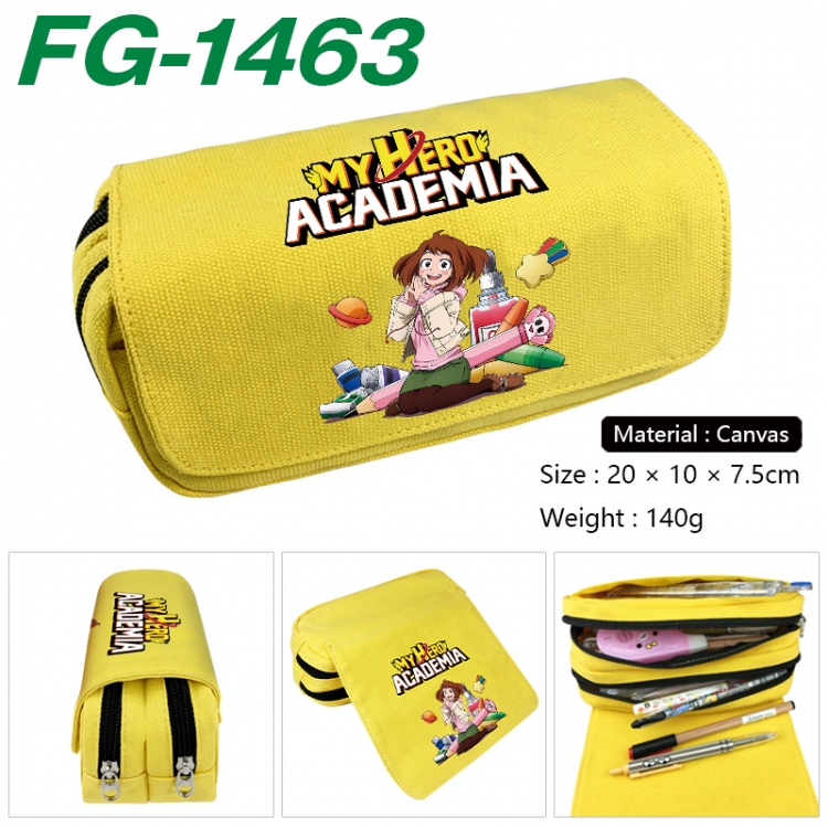 My Hero Academia Anime Multi-Function Double Zipper Canvas Cosmetic Bag Pen Case 20x10x7.5cm