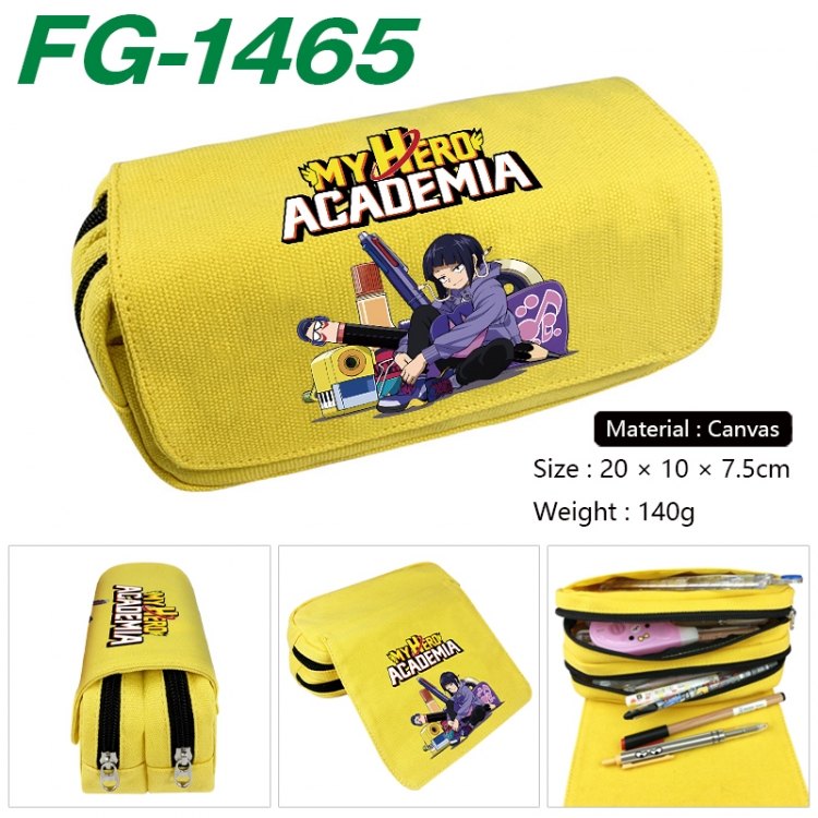My Hero Academia Anime Multi-Function Double Zipper Canvas Cosmetic Bag Pen Case 20x10x7.5cm