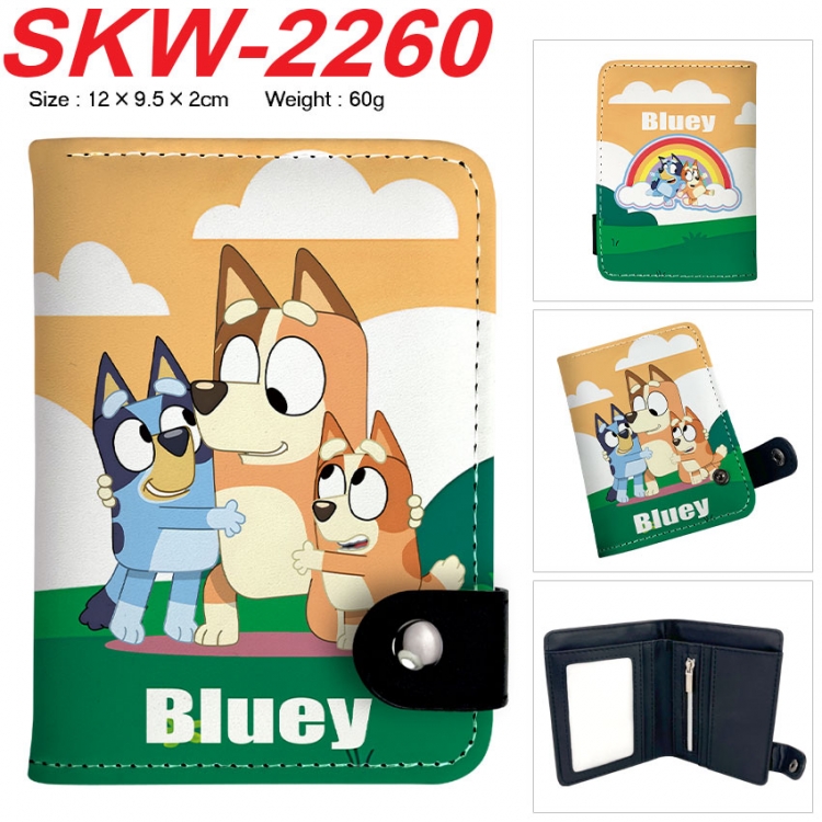 Bluey Anime vertical button folding wallet 12X9.5X2CM 60g