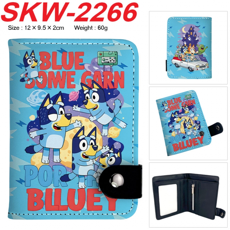 Bluey Anime vertical button folding wallet 12X9.5X2CM 60g